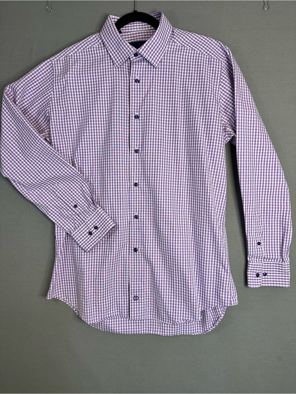 David‎ Donahue Purple Gingham Men's Dress Shirt